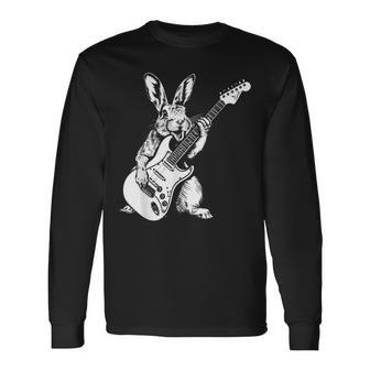 ギタリスト ギター ギタープレーヤー ウサギ お父さん ママ 長袖Tシャツ - Kawaiitshirt