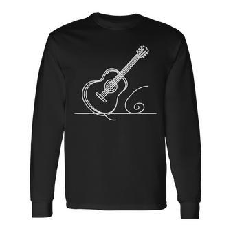 ギターラインアート ミュージシャン向けギター 長袖Tシャツ - Kawaiitshirt