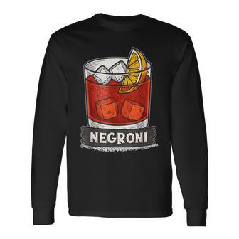 クラシックなネグローニカクテルイラスト、オレンジスライス。 長袖Tシャツ - Kawaiitshirt