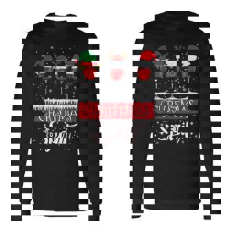 クリスマススピリット 赤ワイングラス サンタクロース エルフ トナカイ 長袖Tシャツ - Kawaiitshirt