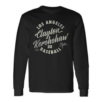 クレイトン・カーショウ ロサンゼルス ベースボールロック Mlbpa 長袖Tシャツ - Kawaiitshirt