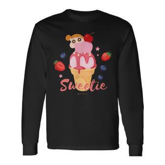 クレヨンしんちゃん ひまわりとアイスクリームしんちゃんのティータイム 長袖Tシャツ - Kawaiitshirt