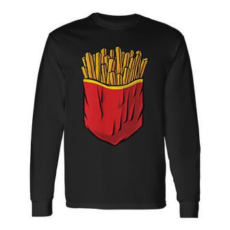 クールなフライドポテトポケットノベルティグラフィックtシャツ&クールデザイン 長袖Tシャツ - Kawaiitshirt