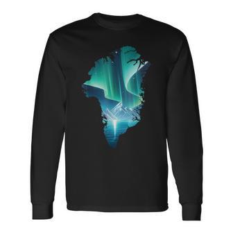 グリーンランド オーロラ ヌーク 北極 オーロラ シーン バケーション 長袖Tシャツ - Kawaiitshirt