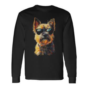 ケアンテリア 犬 ペット アートワーク サングラス ケアンテリア 長袖Tシャツ - Kawaiitshirt