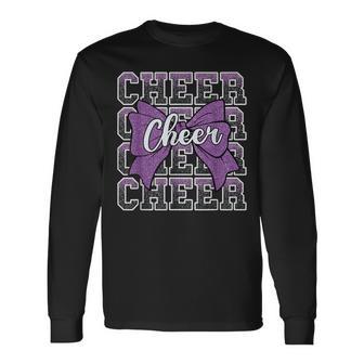 コケット チアボウ スポーツ チアリーダー チアリーディング パープル 長袖Tシャツ - Kawaiitshirt