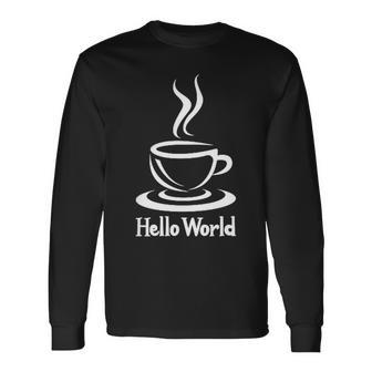 コンピューターtシャツ Java Hello World Development Coding 長袖Tシャツ - Kawaiitshirt