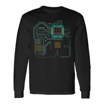 コンピュータープロセッサー、マイクロチップ、テクノロジー 長袖Tシャツ - Kawaiitshirt