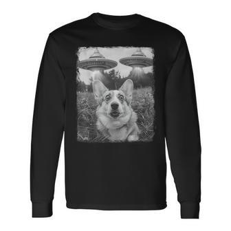 コーギー犬 Ufo エイリアン 地球外自撮り 長袖Tシャツ - Kawaiitshirt