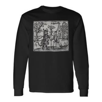 ゴシック オカルト 悪魔 ホラー ウッドカット 長袖Tシャツ - Kawaiitshirt