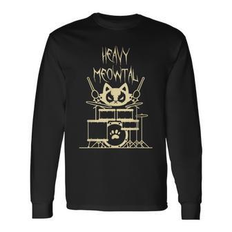 ゴスサタン ネコ コンサート フェス ブラック ヘヴィデスメタル 長袖Tシャツ - Kawaiitshirt