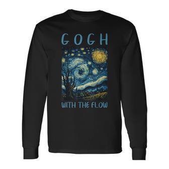 ゴッホ ゴッホ 流れる星月夜 美術史 駄洒落ユーモア 長袖Tシャツ - Kawaiitshirt