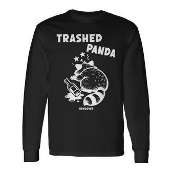 ゴミ箱パンダ 二日酔い ソーシャルメディア 狂った酔ったアライグマ 長袖Tシャツ - Kawaiitshirt