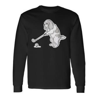ゴルフ キャバリア グッズ おもしろ 犬 面白い 笑える 和風 長袖Tシャツ - Kawaiitshirt