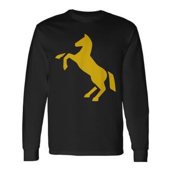 ゴールデンホースデザイン ファニーtシャツ かわいいスタリオン ゴールドギフト 長袖Tシャツ - Kawaiitshirt