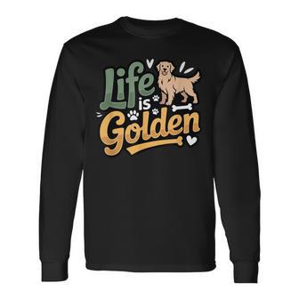 ゴールデンレトリバー 恋人 人生はゴールデンレトリバー 長袖Tシャツ - Kawaiitshirt