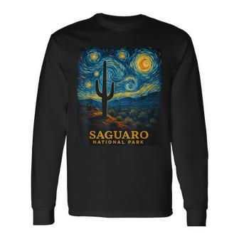 サグアロ国立公園にインスパイアされた星空の夜の冒険 長袖Tシャツ - Kawaiitshirt