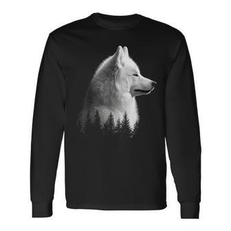 サモエド 犬 グラフィック ペット イラスト サモエド 長袖Tシャツ - Kawaiitshirt