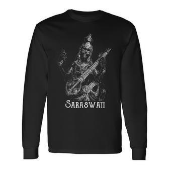サラスヴァティ ヒンドゥー教女神マントラ サンスクリット 長袖Tシャツ - Kawaiitshirt