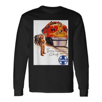 サンタフェ鉄道 ネイティブアメリカン 列車レール 旅行 長袖Tシャツ - Kawaiitshirt