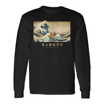 サーフィン ノーフォークテリア 神奈川波 和 犬 面白い 長袖Tシャツ - Kawaiitshirt
