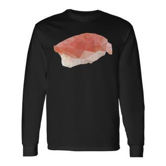 サーモン握り ローポリお寿司 鮭 レトロディザイン 長袖Tシャツ - Kawaiitshirt