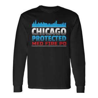 シカゴ・プロテクテッド Med Fire Pd シカゴファン向け 長袖Tシャツ - Kawaiitshirt