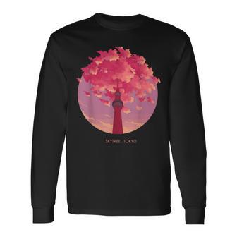 シグネチャー 東京都 スカイライン 日本土産 スカイツリー 長袖Tシャツ - Kawaiitshirt