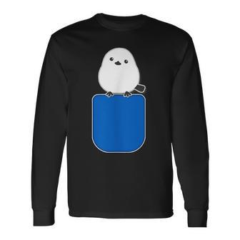 シマエナガ『おん ざ ぽけっと』ポケット 鳥【どうぶつフレンズ】ゆるくて かわいい 動物 キャラクター イラスト 長袖Tシャツ - Kawaiitshirt