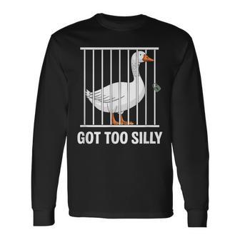 シリー・グースtシャツバカになりすぎた 長袖Tシャツ - Kawaiitshirt