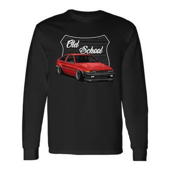 ジャパニーズクラシックチューナー、ドリフトカー、メンズオールドスクールホットロッド 長袖Tシャツ - Kawaiitshirt