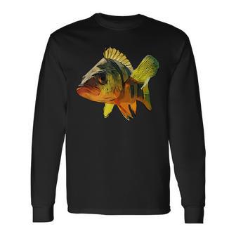スズキ魚グラフィック デザイン海海洋動物 長袖Tシャツ - Kawaiitshirt