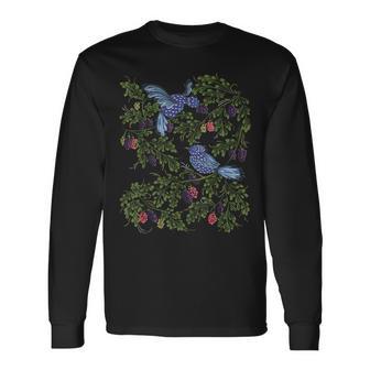 スターリング鳥・ベリー おもしろヴィンテージウクライナ風ヴィシバンカ 長袖Tシャツ - Kawaiitshirt