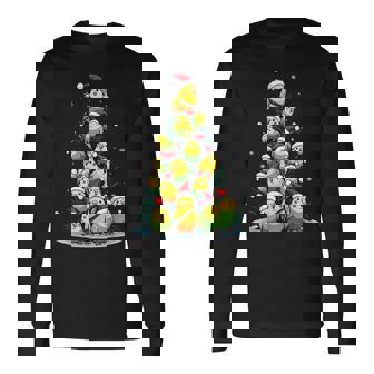 セキセイインコのクリスマス ツリー 面白いセキセイインコ ホリデー セキセイインコ 長袖Tシャツ - Kawaiitshirt