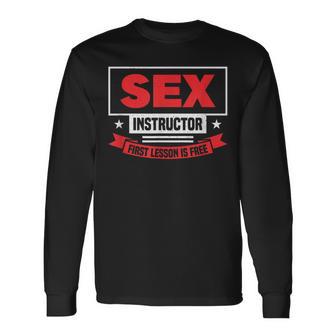 セックスインストラクター初レッスンは無料です-面白いバチェロレッテ 長袖Tシャツ - Kawaiitshirt