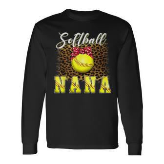 ソフトボール 野球 ナナ ヒョウ柄 おもしろい 母の日 2023 長袖Tシャツ - Kawaiitshirt