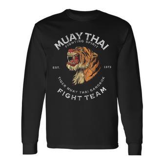 タイガー ムエタイ バンコク ジム レトロ ヴィンテージ 長袖Tシャツ - Kawaiitshirt
