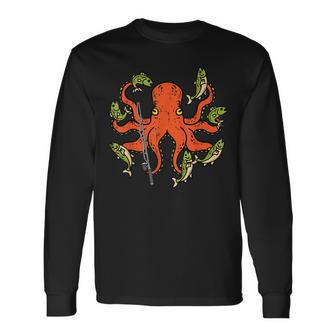 タコ釣り 面白い釣りフィアマンアングラーメンズ レディース キッズ 長袖Tシャツ - Kawaiitshirt