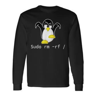 タックスlinuxペンギン須藤rm Rfコンピュータフリークハッカー 長袖Tシャツ - Kawaiitshirt
