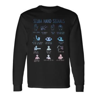 ダイバーハンドサイン 面白いスキューバダイビングシグナル チームスクワッドダイブ 長袖Tシャツ - Kawaiitshirt