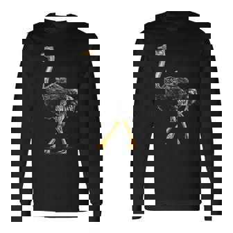 ダチョウ ポートレート 動物 モチーフ 描画 鳥 アート 長袖tシャツ 長袖Tシャツ - Kawaiitshirt