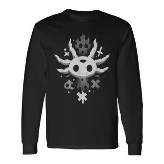 ダークオカルト アホロートル ゴシック クロス グランジ イラスト 長袖Tシャツ - Kawaiitshirt