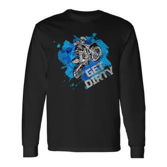 ダーティオフロードバイクダートバイクオートバイマッドスポーツを入手 長袖Tシャツ - Kawaiitshirt