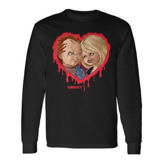 チャッキー＆ティファニーブリーディングハート 長袖Tシャツ - Kawaiitshirt