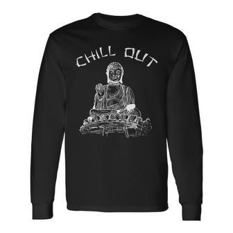チルアウト仏像 長袖Tシャツ - Kawaiitshirt