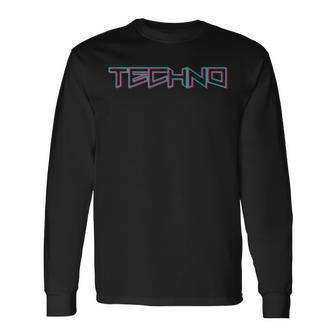 テクノ音楽ミニマリストデザイン Edm Festival Techno Clothing 長袖Tシャツ - Kawaiitshirt