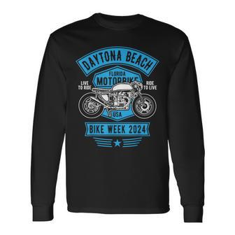 デイトナビーチバイクウィーク2024レトロバイクデザイン 長袖Tシャツ - Kawaiitshirt