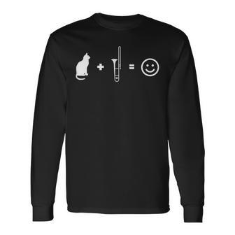 トロンボニストギフト猫とトロンボーンが大好き 長袖Tシャツ - Kawaiitshirt