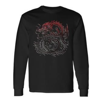 ドラゴンプリント トライバル タトゥー 長袖Tシャツ - Kawaiitshirt