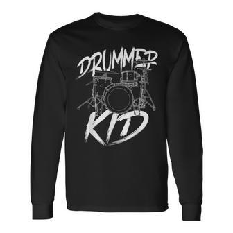 ドラマー ドラムセット ヴィンテージ ドラマー キッズ 長袖Tシャツ - Kawaiitshirt